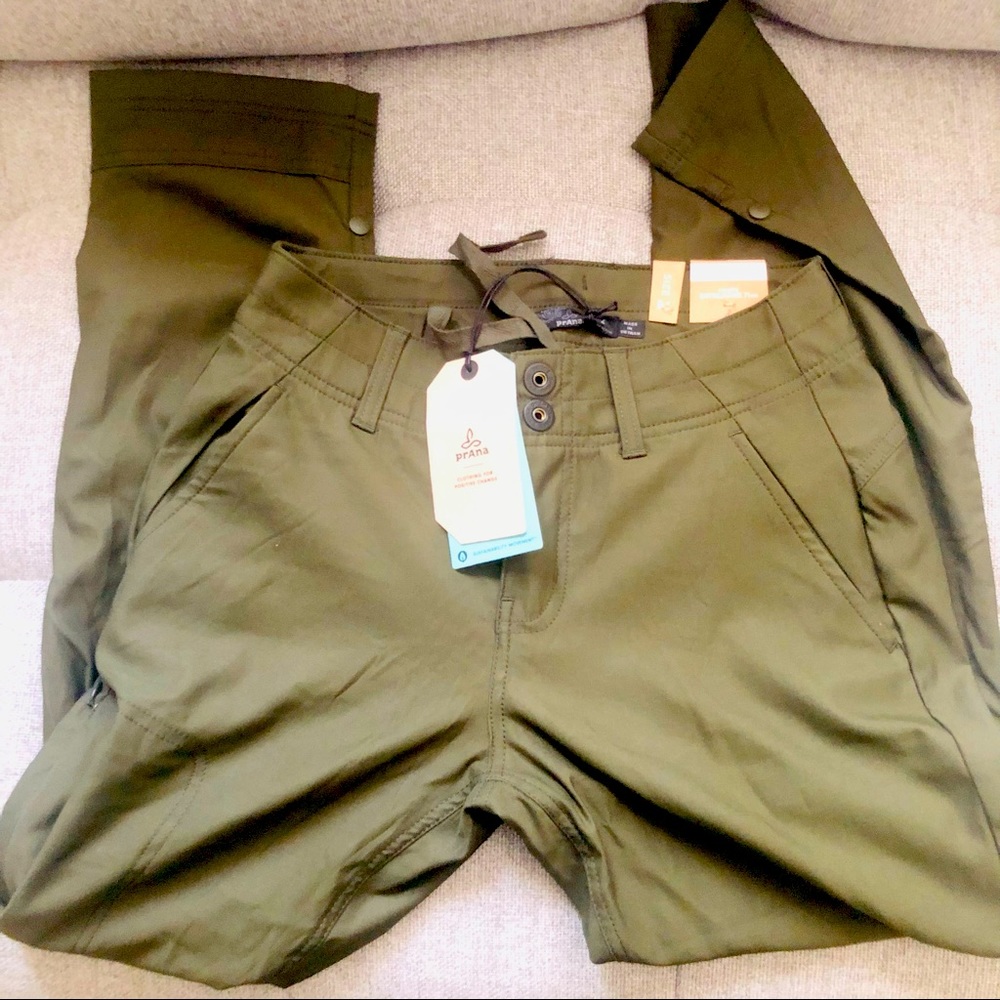 Prana Alana Pant size 2 Short inseam 28" color olive green